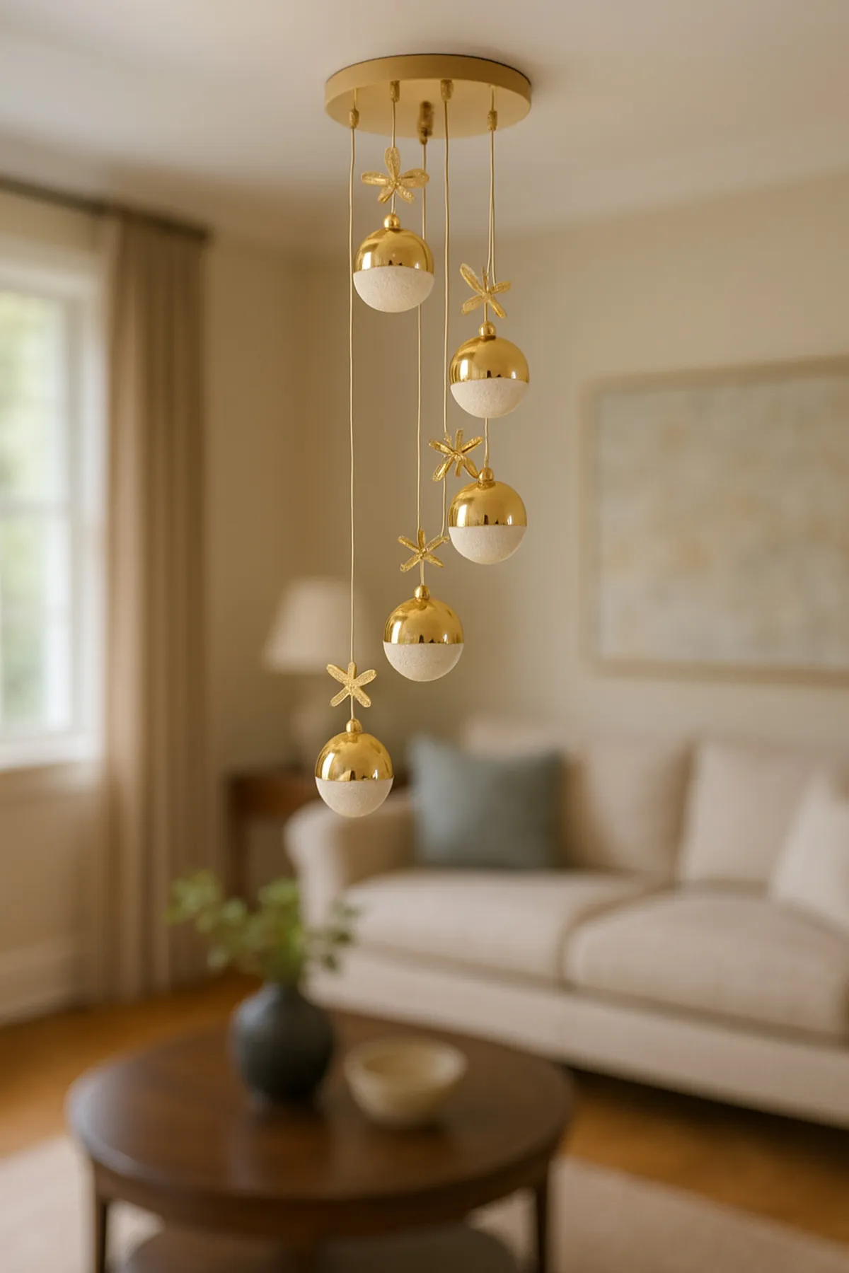 Led Avize 6 Toplu 3 Renk Gold